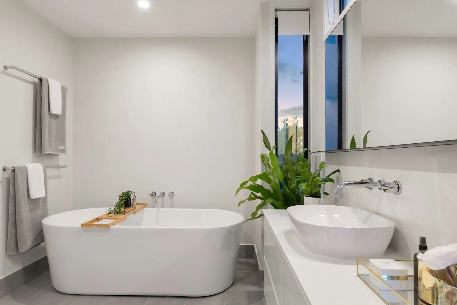 A clean, well-lit residential bathroom. Reno.