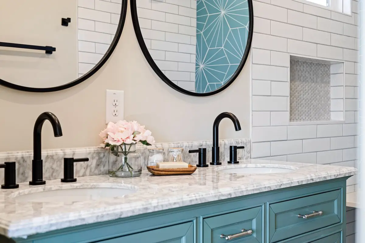A clean, well-lit residential bathroom. Reno.