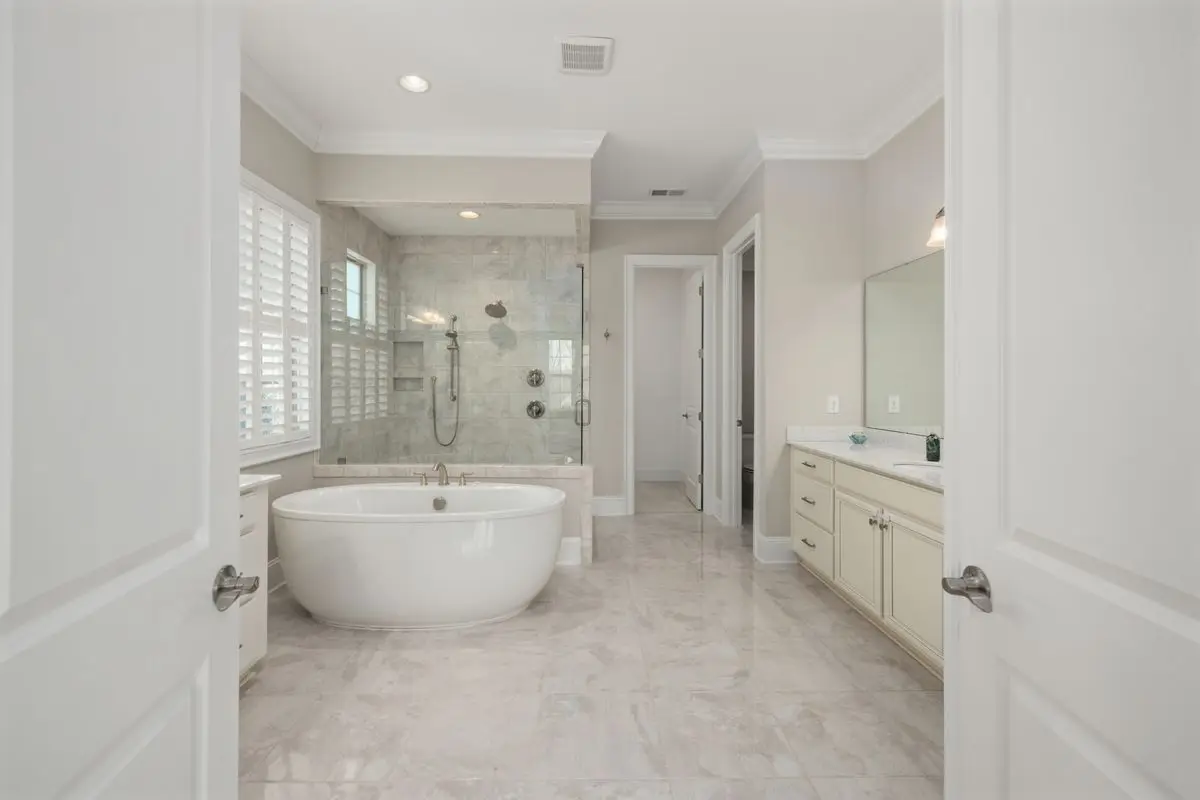 A clean, well-lit residential bathroom. Reno.