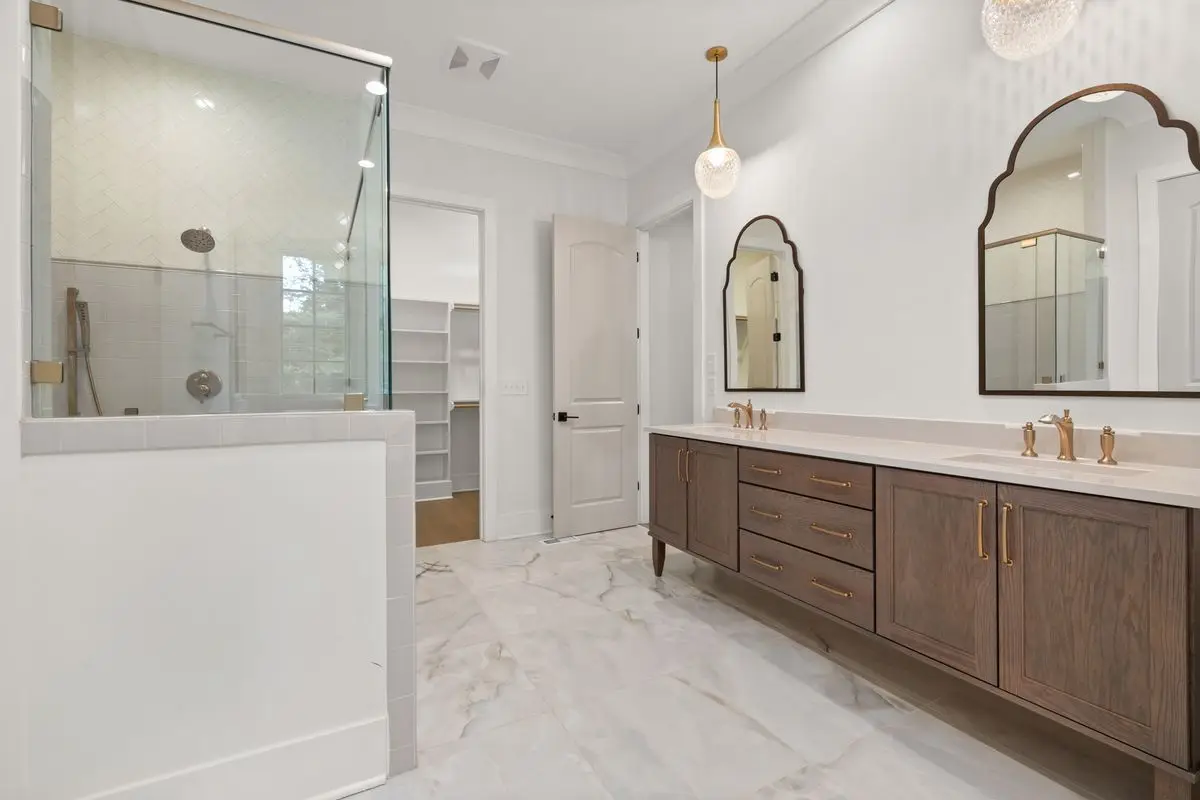 A clean, well-lit residential bathroom. Reno.